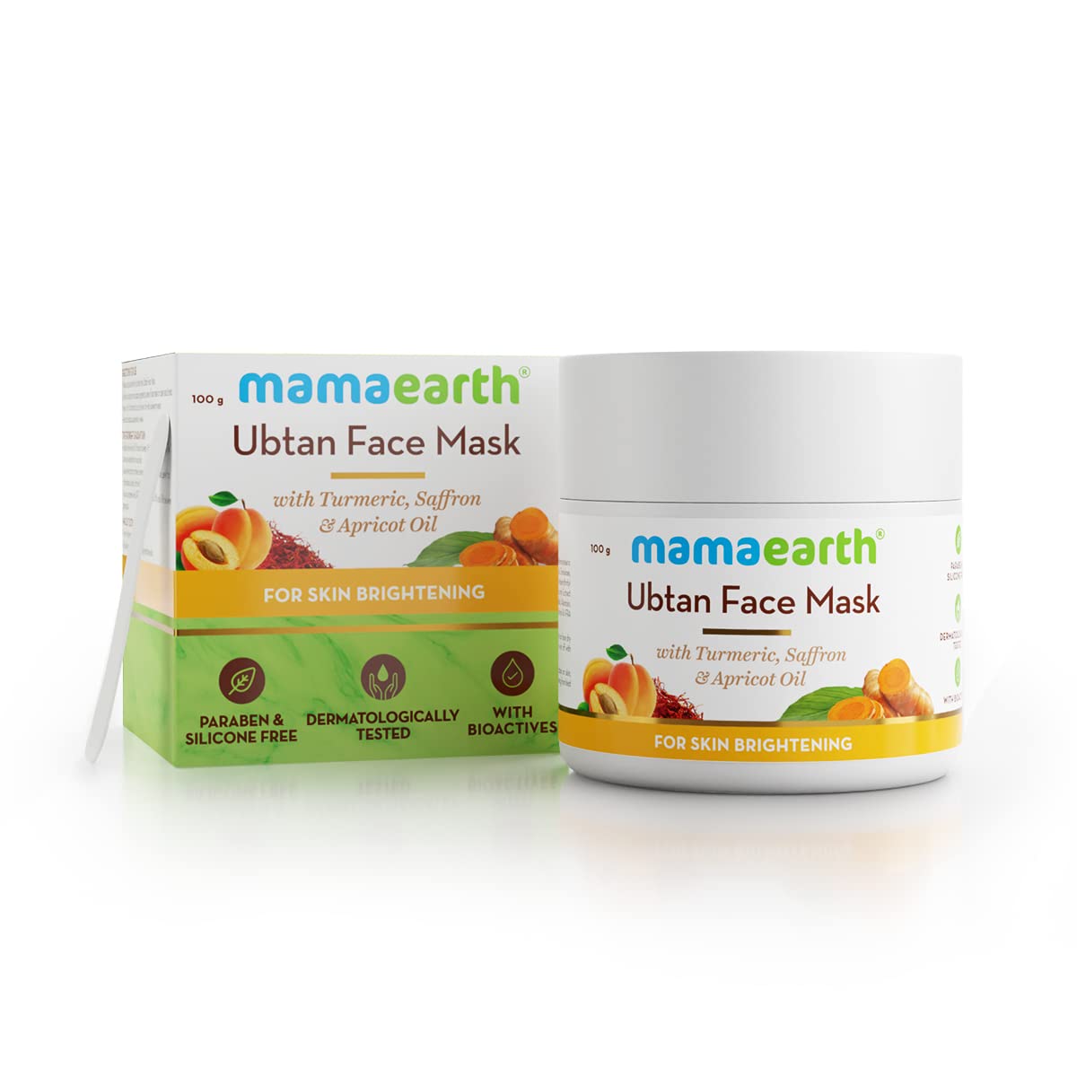 MAMAEARTH Mamaearth Ubtan Face Pack Mask for Fairness, Tanning & Glowing Skin with Saffron, Turmeric & Apricot Oil, 100 ml