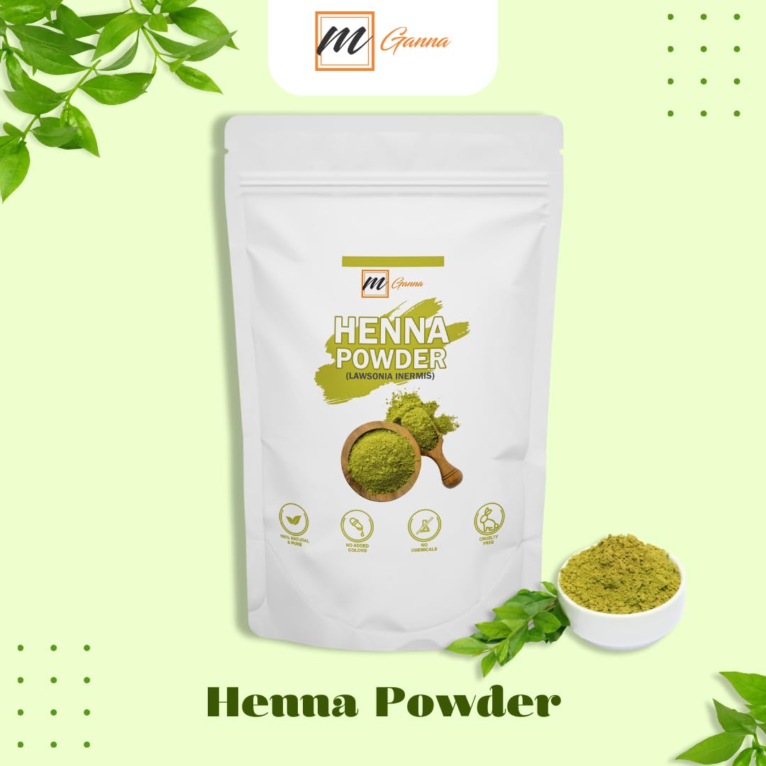 mGanna 100% Natural Henna Powder Pure Lawsonia Inermis For Hair Dye and Color | No Gluten | No Parabens | No Fillers | No Sulfates | No PPD or Any Chemicals for Healthy Hair Care 0.50 LBS 227 GMS