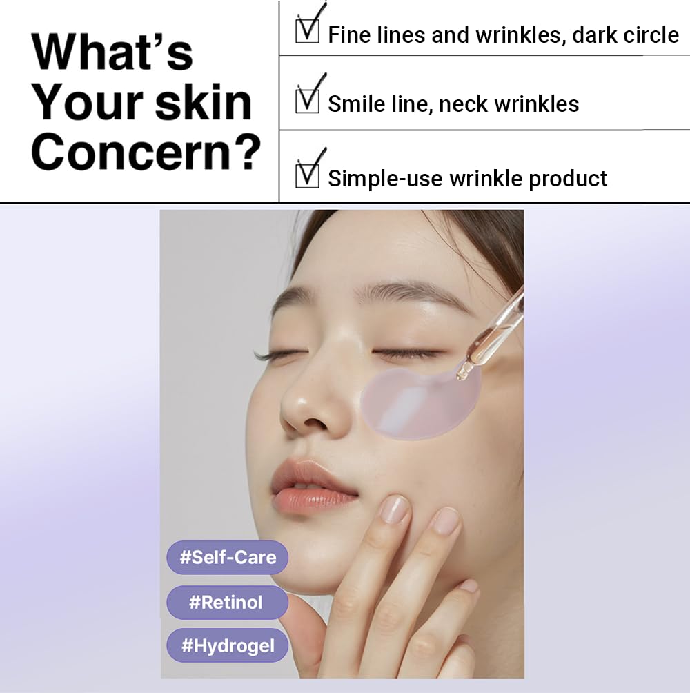 HEIMISH RX Retinol Bakuchiol Hydrogel Eye Patch - Anti Aging Under Eye Patches, Hydrating Formula with Retinol, 2% Niacinamide for Dark Circles, Puffiness & Wrinkles, Korean Skincare, 1.4g/60ea