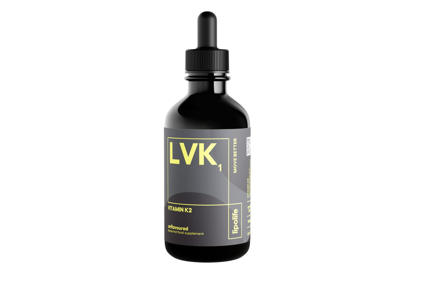 lipolife liposomal Vitamin K2 (MK-7: Menaquinone 7, a form of K2) LVK1 Vegan friendly, Unflavoured and Unsweetened 60 servings (Supports Cardiovascular and Bone Health).