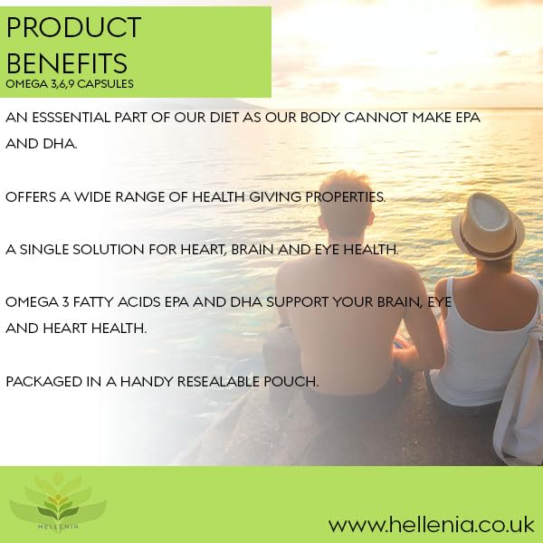 Hellenia Omega 3,6 & 9 Complex | 1000mg - 90 Softgel Capsules | High Strength | UK Manufactured
