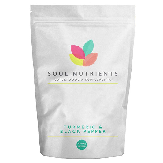 Soul Nutrients Turmeric & Black Pepper Tablets High Strength 2,500mg 500 Tablets- 95% Curcumin Supplement 10mg Piperine from Black Pepper Extract for Inflammation & Digestive Health