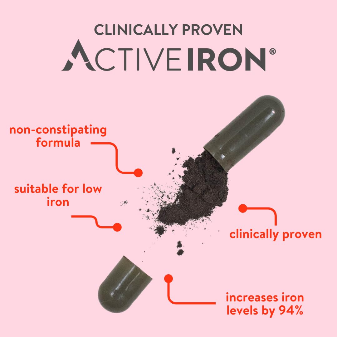 Active Iron Supplement | 30 Iron Capsules | Non- Constipating | Fights Tiredness & Fatigue | Clinically Proven to Increase Iron Levels
