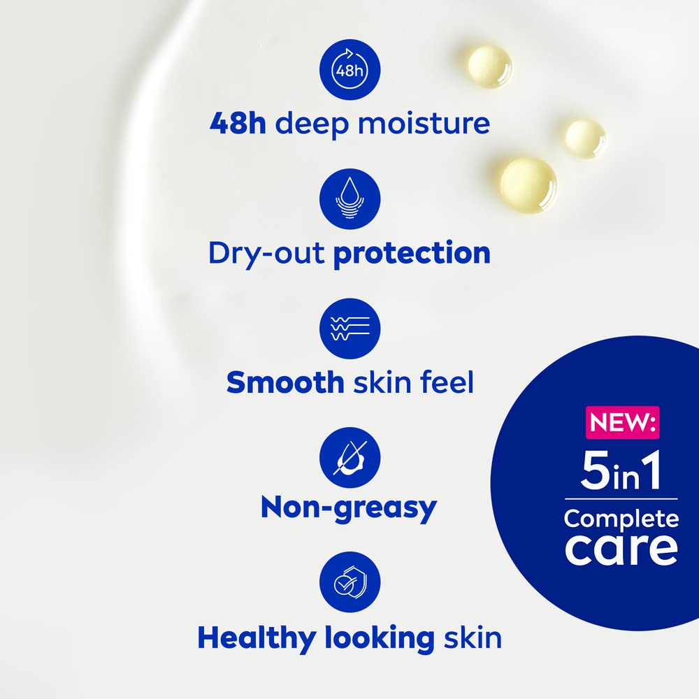 NIVEA Rich Nourishing Body Lotion (400ml), Smooth Skin Moisturiser for Dry Skin Made with Deep Moisture Serum, Natural Almond Oil, and Vitamin E