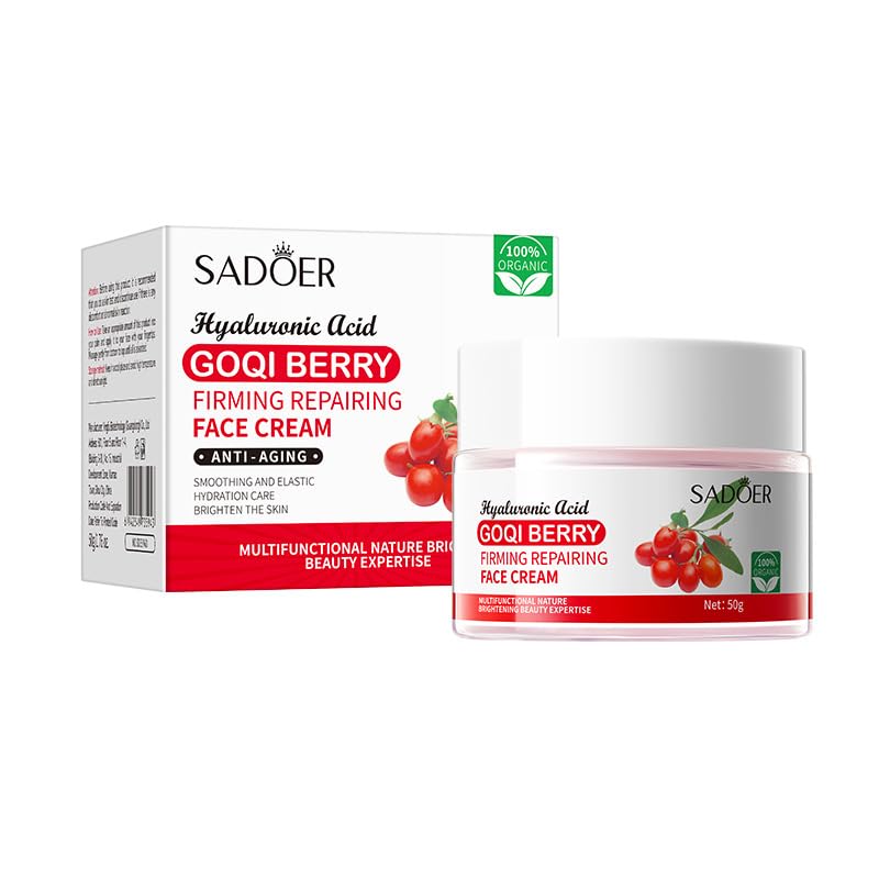 FALILUV Berry Facial Cream,Goji Berry And Hyaluronic Acid Face Cream,Anti-Aging Face Moisturizer,Skin Tightening Anti Wrinkle Cream For Face Firming,Repairing,Dark Spot Removal Moisturiser Face Women Men