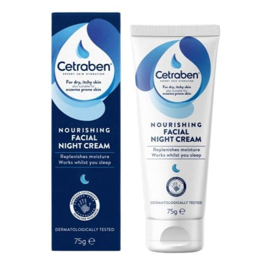Oilatum Cetraben Nourishing Facial Night Cream, For Dry Sensitive and Eczema Prone Skin, Dermatologically Tested, Daily Moisturising Application, 1 x 75g