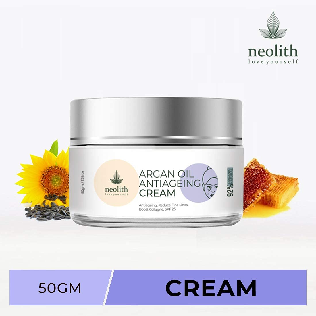 Neolith Argan Oil Anti-Ageing Face Cream with SPF 25 || For Skin Tightening, Fine lines, Wrinkles, Skin repair, Glowing skin || 50 ml