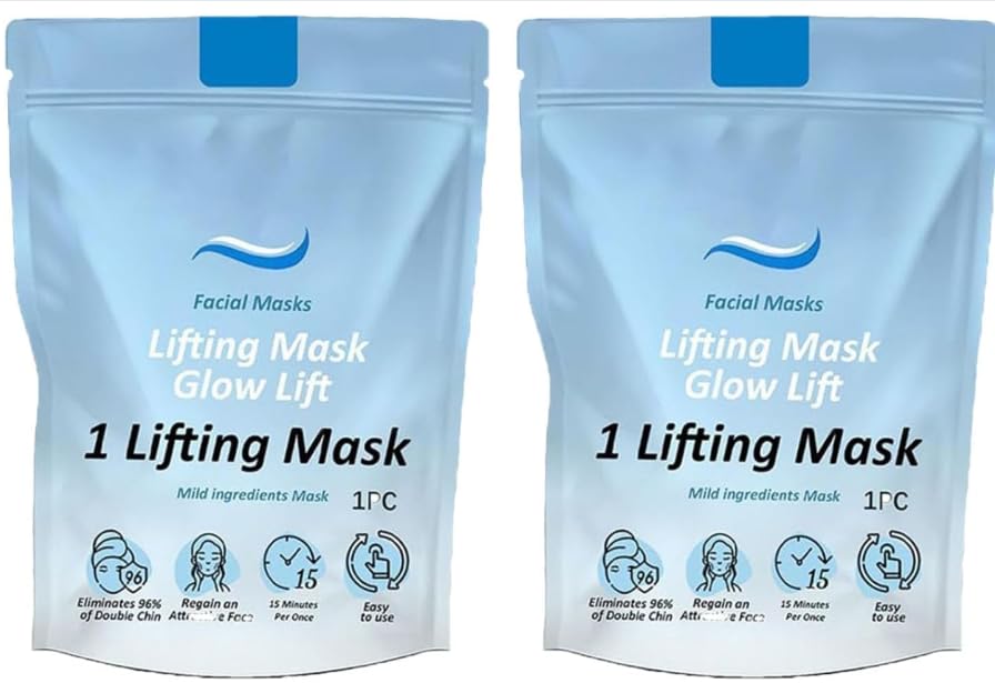 Samkeen Chinology Double Chin Lifting Mask, V Line Face Lift, Firming Chin Strap for Women and Men, Facial Mask for Jawline & Double Reducer, Anti-Aging and Hydrating (2 pcs)