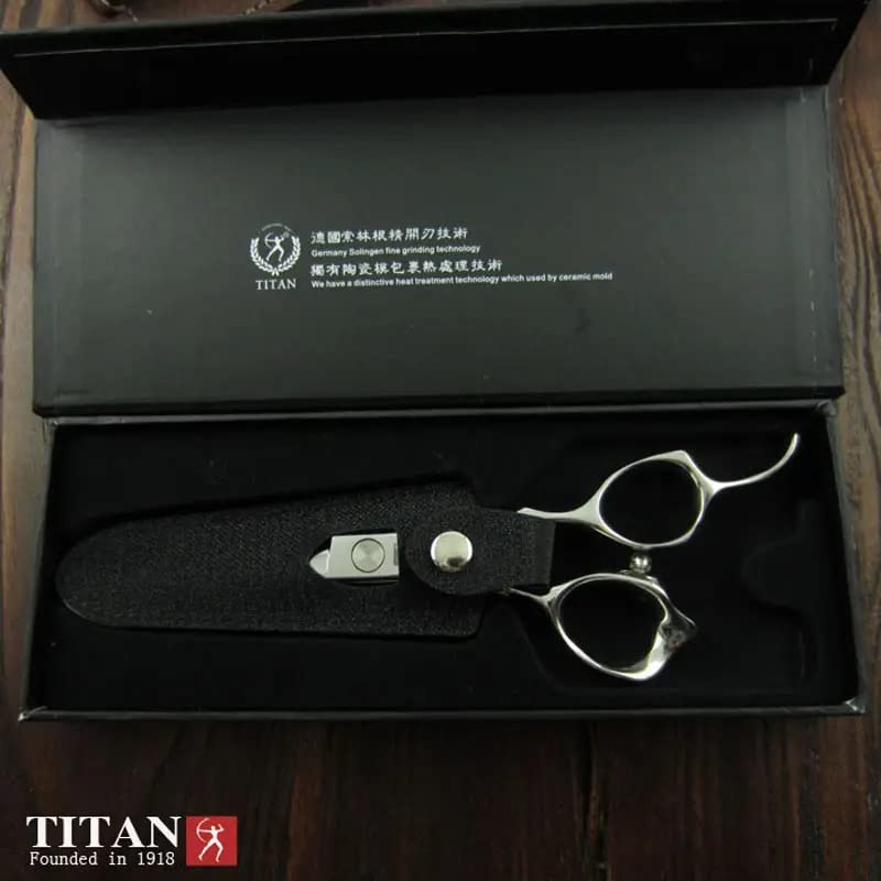 Titan Scissors Titan T3D60 Professional Barber Scissors 6” 440C Japanese Steel Hair Cutting Scissors with Stabilizer, Precision Straight Hairdressing Scissors for Men & Women