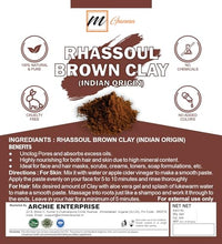 mGanna 100% Natural Rhassoul Clay (Indian Origin) for Anti-Ageing & Skin firming, Hair Masks, Scrubs, Creams and Soap Making 0.5 LBS / 227 GMS (Brown)