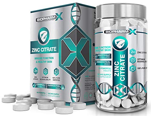 Biopharm-X Premium Zinc Citrate (150% NRV) 100 Tablets / 1 Per Day - Pure Certified