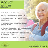 Hellenia Ginkgo Biloba | Highly Dosed 50:1 Extract 6000mg | High Strength | 180 Capsules | Manufactured in The UK