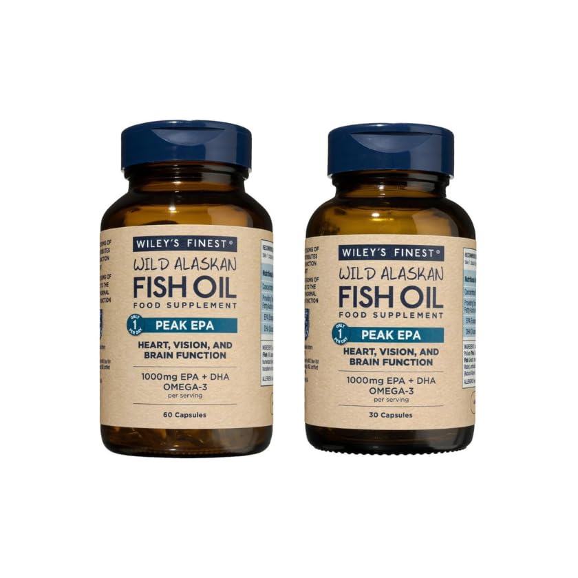 Generic WileysFinest Peak EPA & DHA High Strength Omega 3 1000mg Fish Oil Fatty Acids Supplement Sustainably Sourced 60 Capsules + 30 Capsules - Total 90