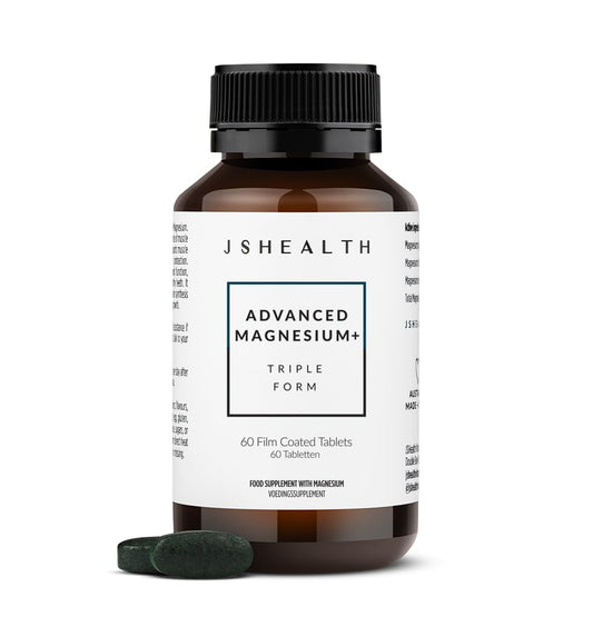 JSHealth Vitamins Advanced Magnesium Supplements with Magnesium Glycinate & Citrate for Muscle Relaxation (60 Tablets)