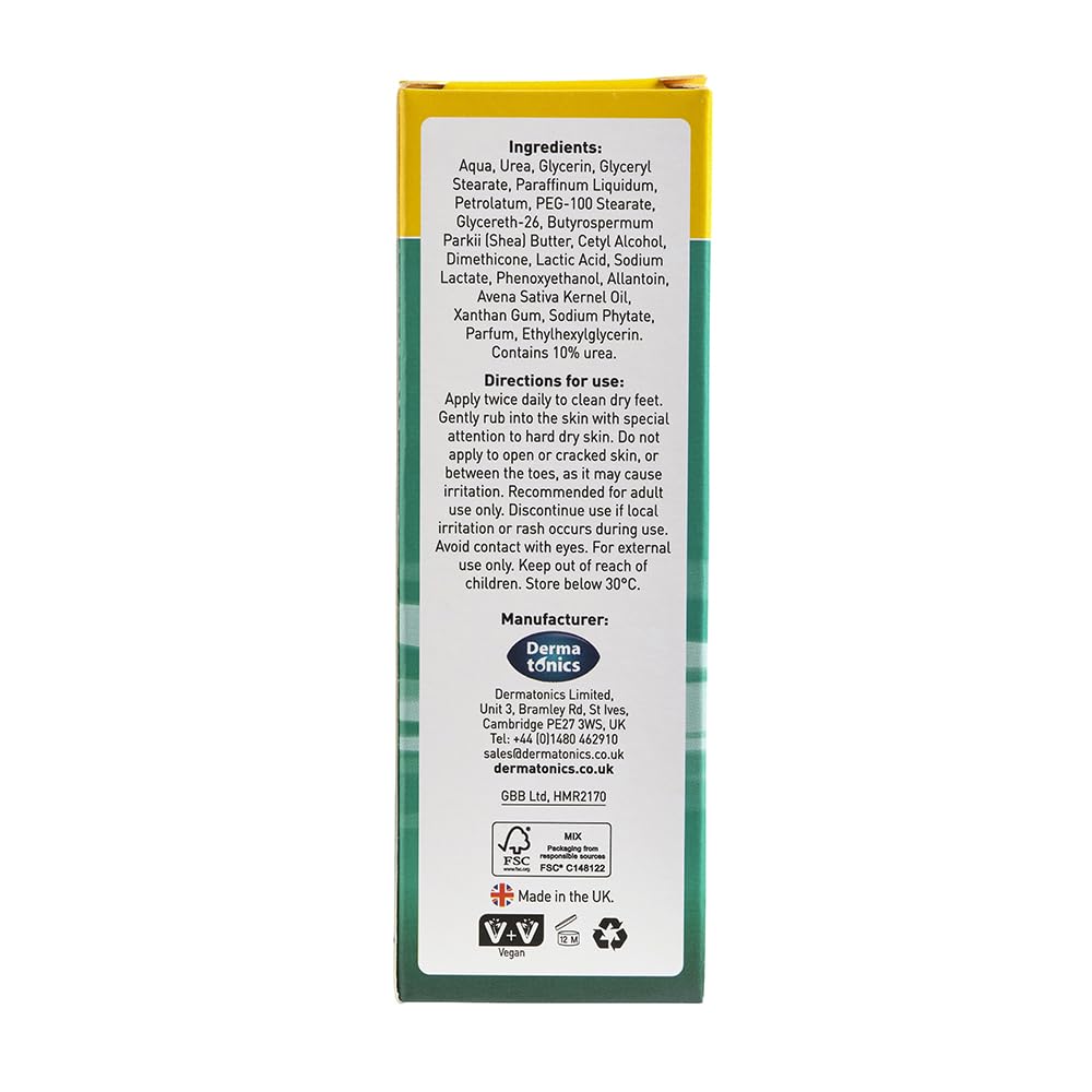 Dermatonics Natural Care Hard Skin Removing Balm for Feet | Scented with Sweet Blossom Aromas | Moisturises with Shea Butter and Hydrates with Oat Lipids | Diabetics and Vegan-friendly | 70 ml