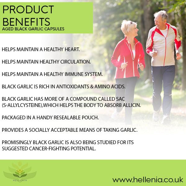 Hellenia Aged Garlic 12,000mg | 120 Capsules | Antioxidant and Cholesterol Support | Vegan and Gluten Free
