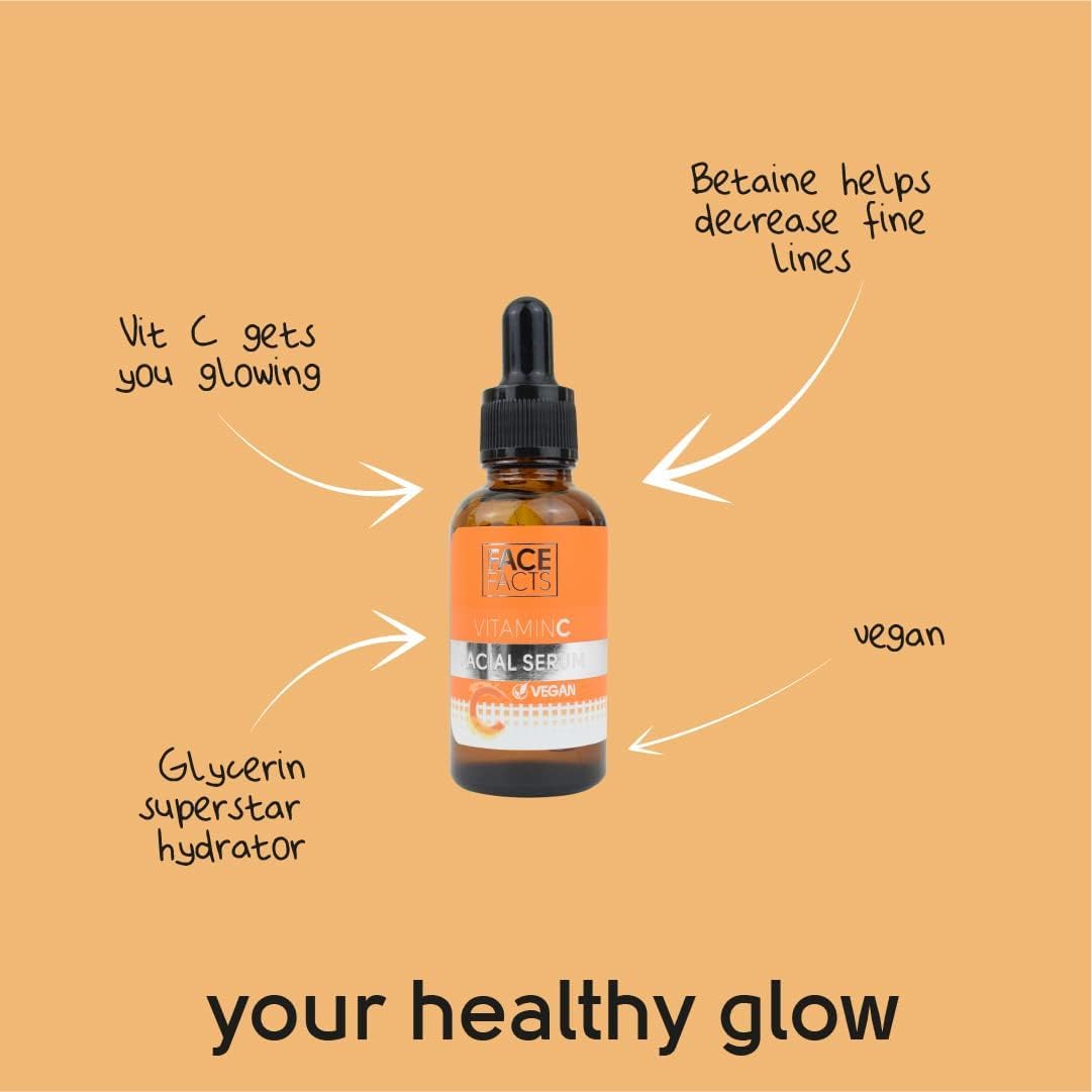 Swiss+ 2 Pack Face Facts Vitamin C Facial Serum | Brightening & Hydrating | 30ml | Glow-Boosting, Lightweight, Fast-Absorbing | Radiant & Moisturized Skin | Daily Skincare for All Skin Types