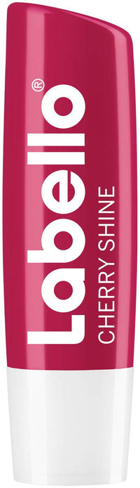 Labello Cherry Shine Lip Balm with Soft Red Shine and Shimmer Pigments and Cherry Flavours, Lip Care without Mineral Oils