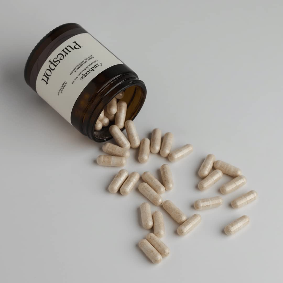 Puresport Cordyceps Supplement | 60 Capsules | Cordyceps Mushrooms with 25% Polysaccharides | Cardiovascular Cordyceps, Endurance, Performance and Recover