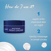 NIVEA Moisturising Night Cream (50ml), 24 Hour Overnight Moisturising Cream for Normal Skin, With Pro Vitamin B5 and Vitamin E for Enhanced Skin Care at Night