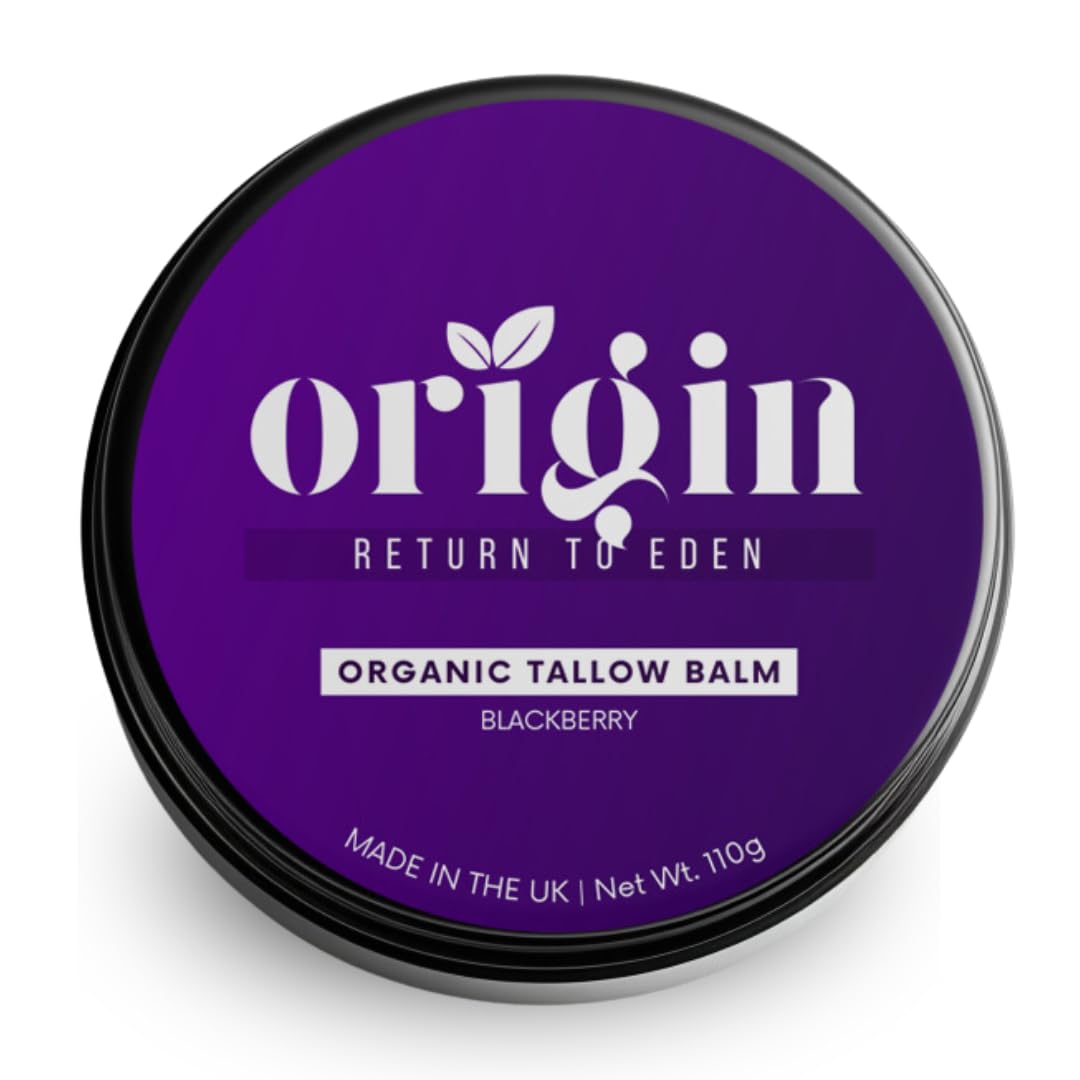 Generic Origin - Organic Beef Tallow Skin Care Balm. Barrier skin food for dry skin, eczema, rosacea, menopausal. Body lotion, hand and face cream, adults and baby. (Blackberry)