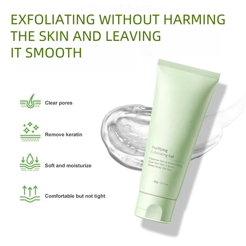 Greteam Purifying Exfoliating Gel, 60ml Greteam Exfoliating Scrub, Purifying Exfoliating Gel Moisturizing Cleanses Skin Give,Deep Cleansing Face and Body Exfoliating Scrub Gel