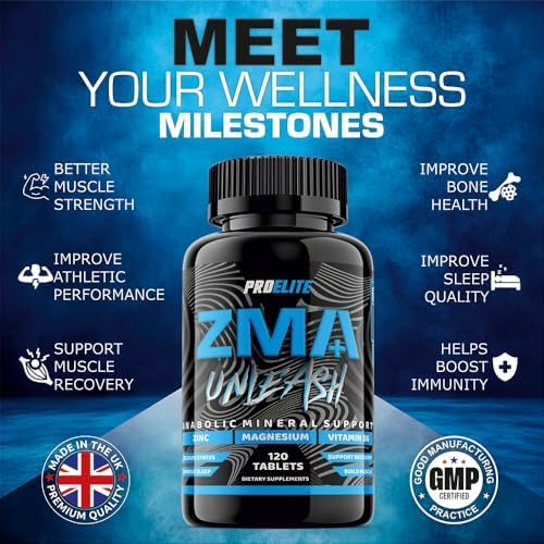 ZMB6 120 Tablets Gluten Free Vegan Vitamin B6, Magnesium and Zinc Tablet | Normal Muscle Function & Energy Yielding Metabolism | Muscle Growth & Sleep Support | PROELITE UK (120 Count (Pack of 1))