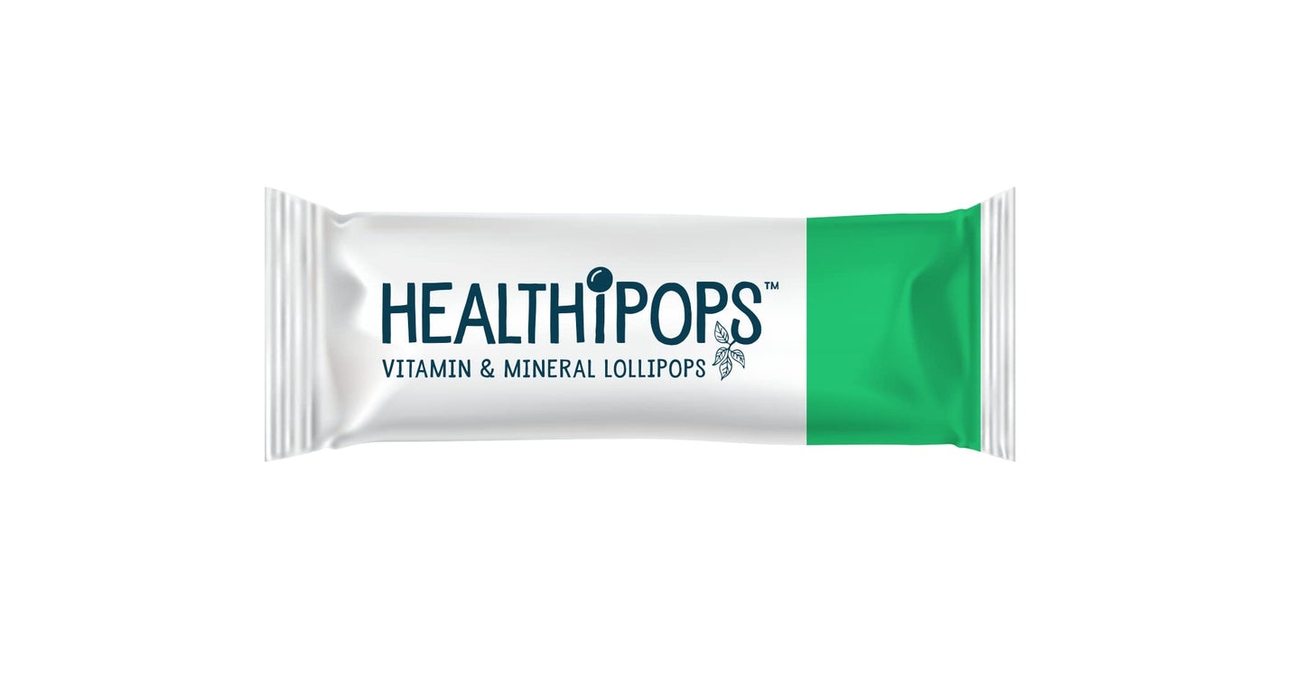 Healthipops Vitamin & Mineral Lollipops Kids' Multivit Suitable for Ages 4+ with Added Vitamin A, B6, B12, C, D3, E & Zinc, Strawberry Flavour 14 Lollipops
