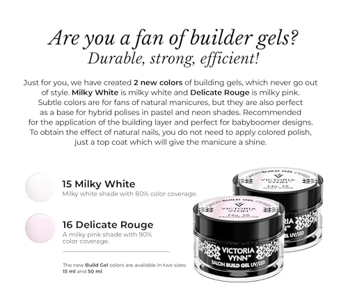 VICTORIA VYNN Victoria Vynn Build Gel UV/LED GEL BUILDER Nails Building Extension (No. 15 Milky White, 50ml)