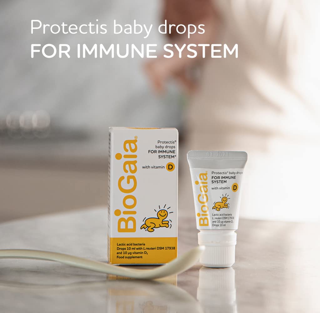 BIOGAIA Protectis Probiotic Drops with Vitamin D3 10ml Suitable for Newborn Babies,Balance Baby’s Gut Flora and Support Immune System. Contains BioGaia Patented L Reuteri DSM 17938.