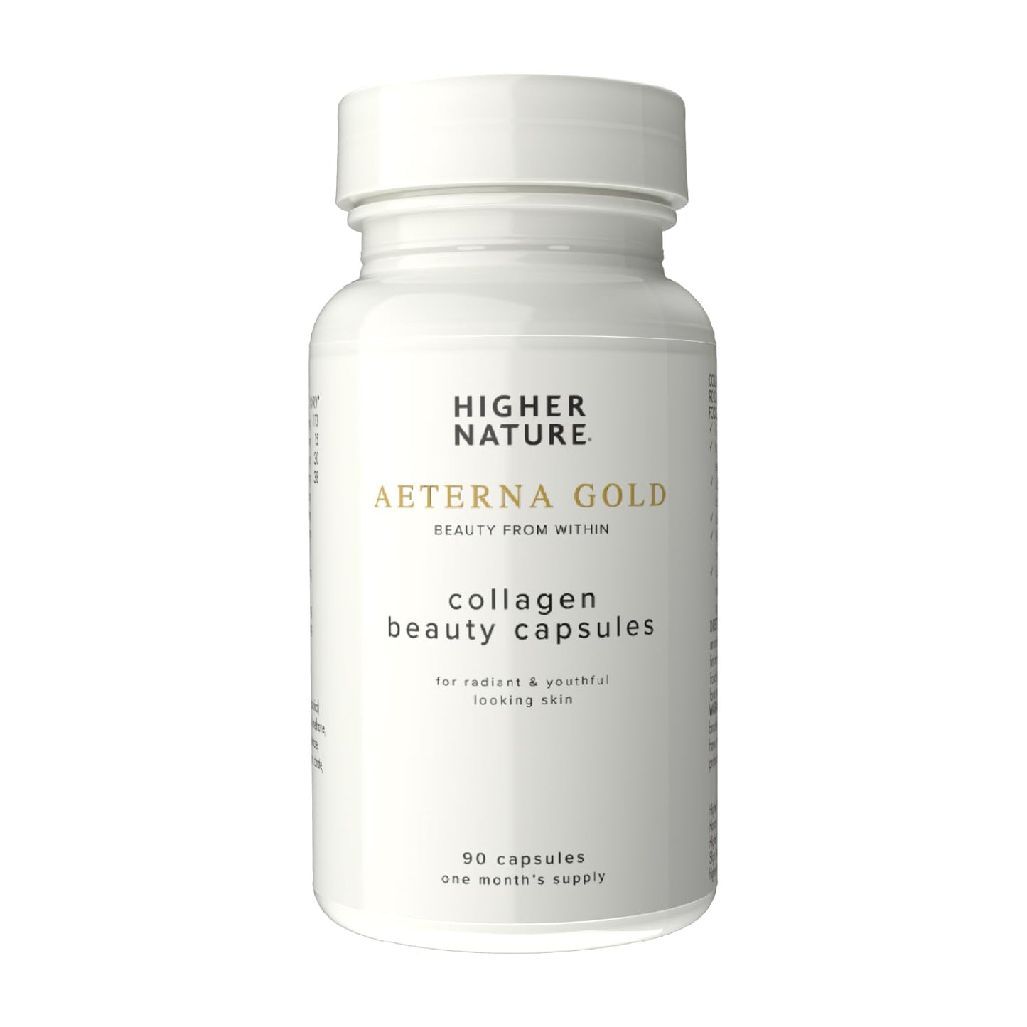 HIGHER NATURE Higher Nature - Æterna Gold Collagen Beauty Capsules - 10 Skin Loving Ingredients - Hydrolysed Marine Collagen - Vitamin C - Responsibly Sourced - 90 Capsules