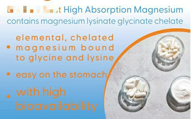 Generic Magnesium Glycinate Lysinate 200mg, Non-GMO, Gluten & Soy Free, 120 Vegan Tablets