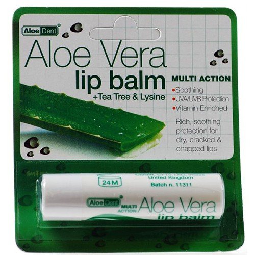(4 PACK) - Aloe Dent - Aloe Vera Lip Balm | 4g | 4 PACK BUNDLE
