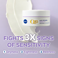 NIVEA Q10 Anti-Wrinkle Sensitive Firming Day Cream SPF 15 (50ml), Anti-Wrinkle Face Cream with Skin Identical Pure Q10 and Liquorice Extract, Sensitive Skin Face Cream