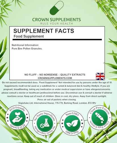 vegishake Pure Bee Pollen Granules Raw |Clean Honey Bee Supplements | Crown Supplements UK (500g)