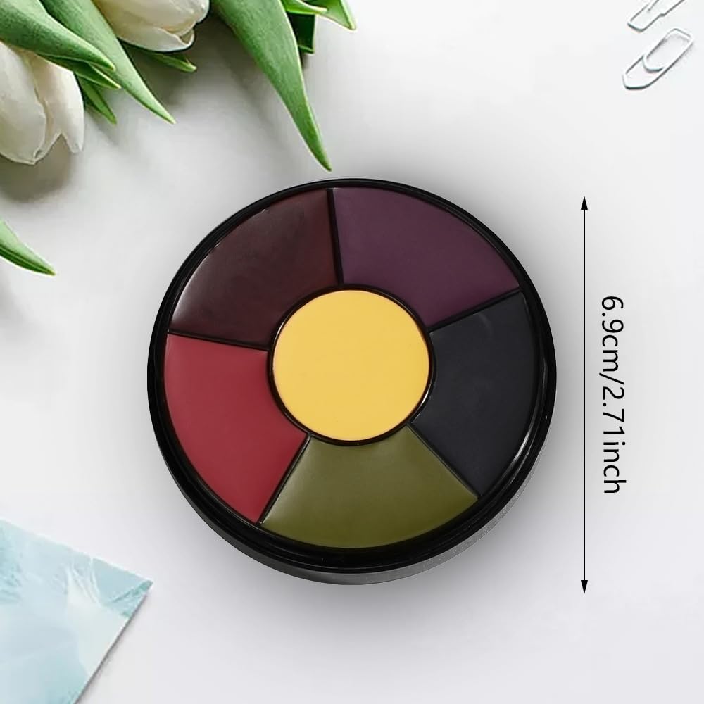 NoraGlaze 6 Color Bruise Wheel SFX Makeup Kit - Oil-Based Zombie Makeup Palette for Halloween & Special Effects Non-Toxic Face and Body Paint Professional Theatrical FX for Cosplay Use