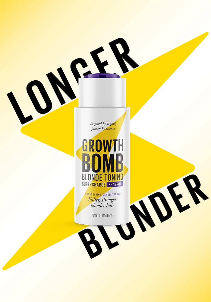 Growth Bomb Blonde Toning Supercharge Shampoo 300ml - For fuller, stronger blonder hair. Yerba Maté. Natural Ingredients. Stimulates Growth.