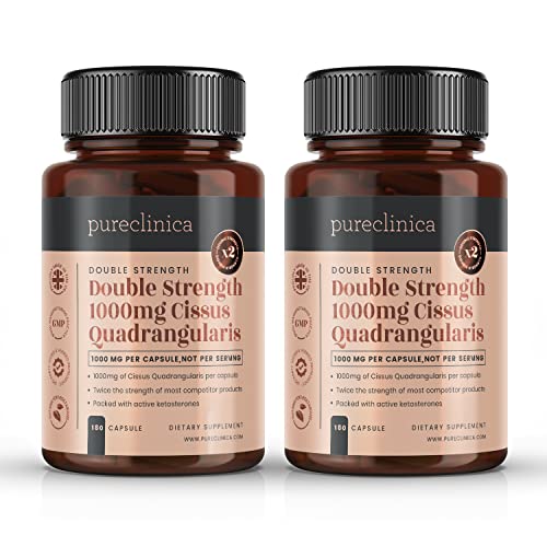 Double Strength Cissus Quadrangularis 1000mg x 360 Veggie Capsules (2 Bottles of 180 Caps) - 1 Years Supply!