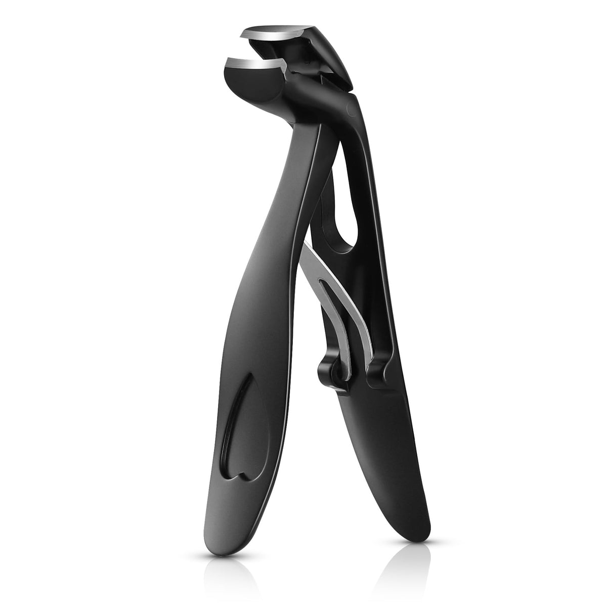 BEZOX Angled Head Nail Clippers for Seniors - Ergonomic Toenail Clipper for Thick Nails, Premium Steel Nail Cutter Trimmer with Catcher for Men and Women (Black)