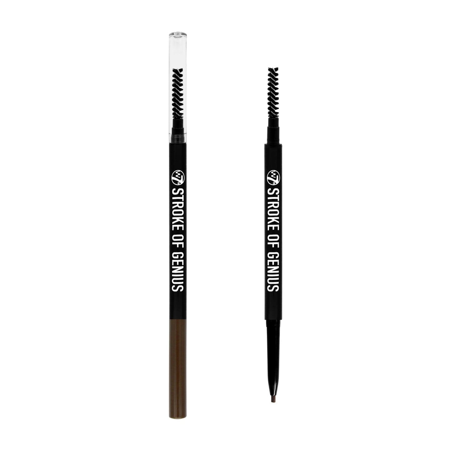 W7 Stroke Of Genius Eyebrow Pencil - Dual Ended Mechanical Brow Pencil With Spoolie Brush - Professional Brow Makeup (Dark Brown)