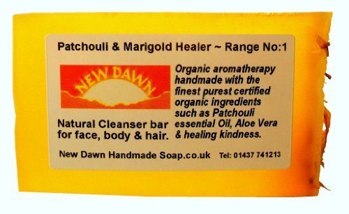 New Dawn Handmade Natural Patchouli Soap Bar - Range No.1 - Acne, Acne Scar and Stretch Mark Removal and Relief, Anti Dandruff, Dreadlock Solid Shampoo - 35g - Sample/Travel Size