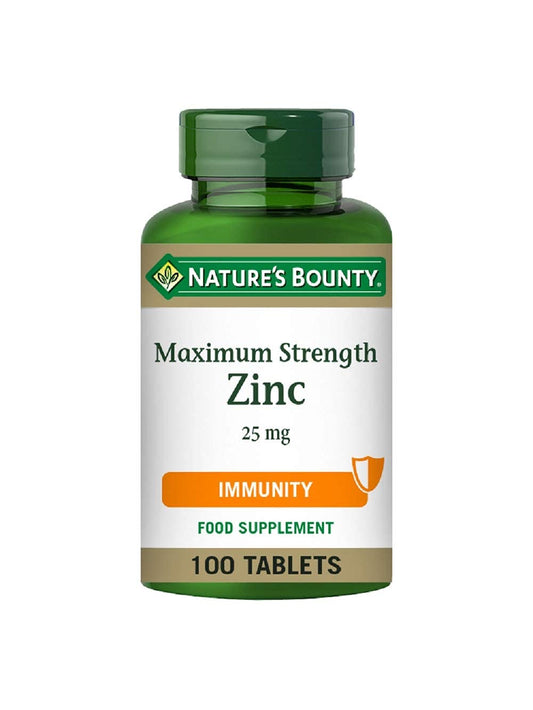 Nature’s Bounty Maximum Strength Zinc – 100 25mg Tablets (100 Day Supply) – Immunity Support and Antioxidant Supplement