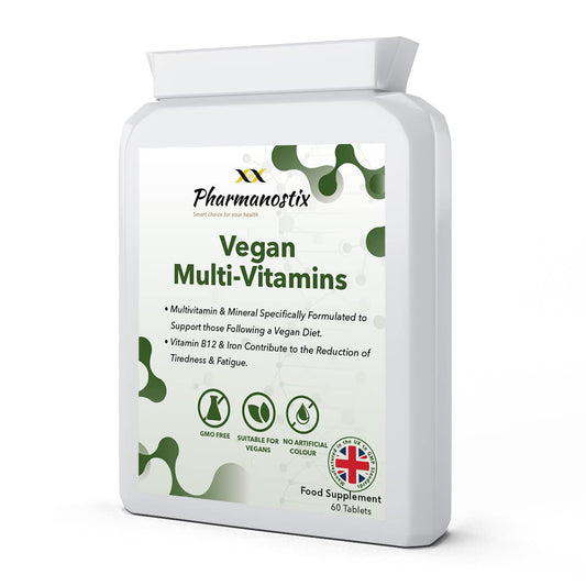 Pharmanostix Vegan Multivitamin and Mineral Supplement 60 Tablets | 24 Vitamins and Minerals | Support Immune Function and Reduce Fatigue | UK Manufactured to GMP Standard