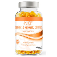 Pure Food Supplements Turmeric and Ginger Gummies | 120 Tasty Natural Orange Flavour Gummies for Adults | Suitable for VEGETERIANS & Vegans | Joint & Immune Health