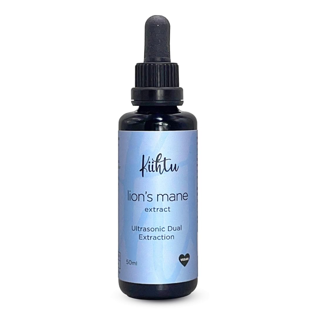 Kiihtu Lion's Mane Liquid Extract Tincture - 50ml | High Strength 2000mg Per Serving, Premium Mushroom Tincture Drops | Highest Bioavailability & Absorbency Supplement | UK