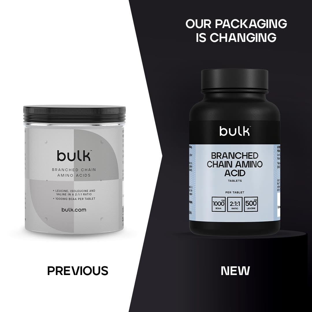 Bulk Pure Branched Chain Amino Acid (BCAA) Tablets, 1000 mg, Pack of 250, 50 Servings, Packaging May Vary