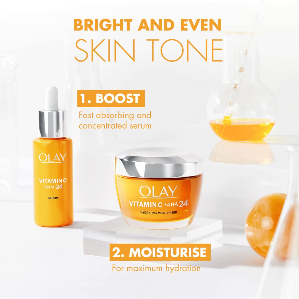 Olay Vitamin C + AHA24 Night Gel Face Cream With Vitamin C, AHA & Niacinamide For Bright And Even Skin Tone, 50ml