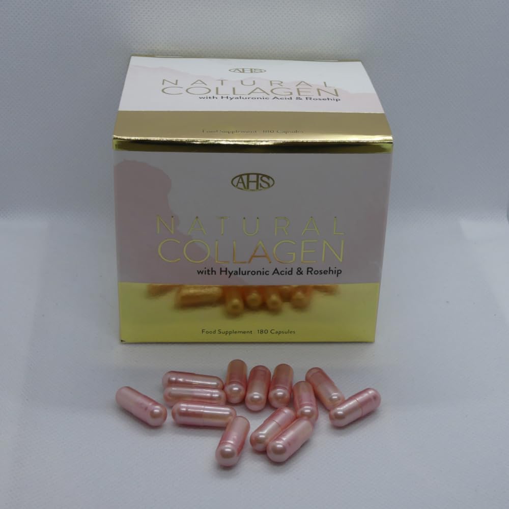 AHS Natural Collagen - Pack of 180 Capsules with Hyaluronic Acid and Rose Hip