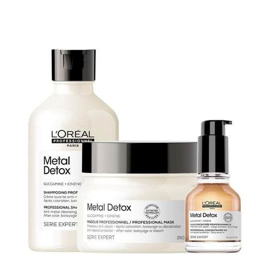L'ORÉAL L'Oreal Professionnel PACK Serie Expert Metal Detox Shampoo 300ml, Metal Detox Mask 250ml & Metal Detox Anti-Deposit Protector Concentrated Oil 50ml