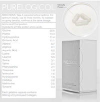 Purelogicol Collagen Tablets, Best Hydrolysed Protein Peptide Skin Supplement - 90 x Collagen Capsules x 800mg
